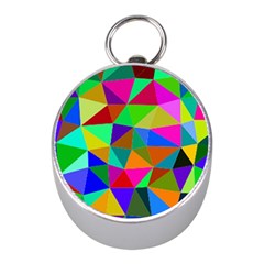 Colorful Triangles, Oil Painting Art Mini Silver Compasses