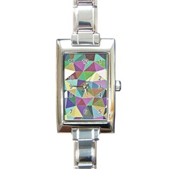 Colorful Triangles, Pencil Drawing Art Rectangle Italian Charm Watch