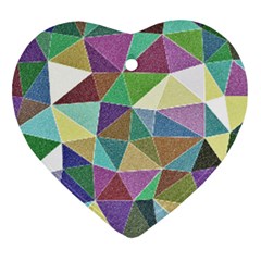 Colorful Triangles, Pencil Drawing Art Ornament (heart)  by picsaspassion