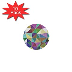 Colorful Triangles, Pencil Drawing Art 1  Mini Buttons (10 Pack) 