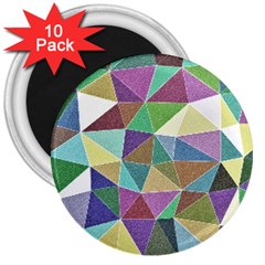 Colorful Triangles, Pencil Drawing Art 3  Magnets (10 Pack) 