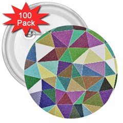 Colorful Triangles, Pencil Drawing Art 3  Buttons (100 Pack) 