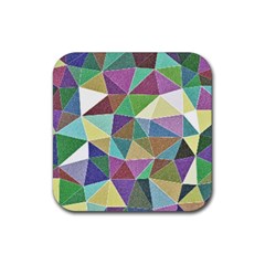 Colorful Triangles, Pencil Drawing Art Rubber Coaster (square)  by picsaspassion