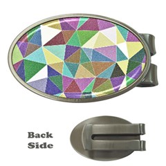 Colorful Triangles, Pencil Drawing Art Money Clips (oval) 