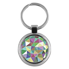 Colorful Triangles, Pencil Drawing Art Key Chains (round) 