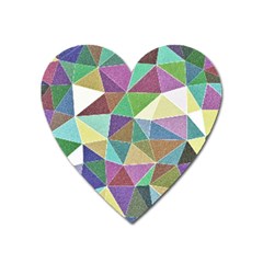 Colorful Triangles, Pencil Drawing Art Heart Magnet