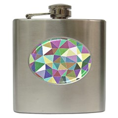 Colorful Triangles, Pencil Drawing Art Hip Flask (6 Oz)