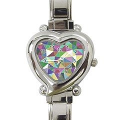 Colorful Triangles, Pencil Drawing Art Heart Italian Charm Watch