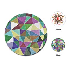 Colorful Triangles, Pencil Drawing Art Playing Cards (round) 