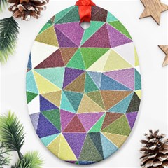 Colorful Triangles, Pencil Drawing Art Oval Ornament (two Sides)