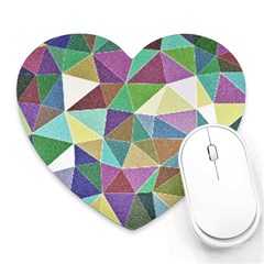 Colorful Triangles, Pencil Drawing Art Heart Mousepads