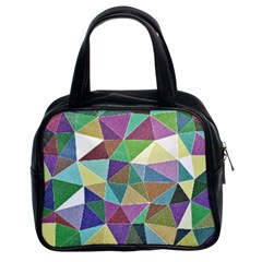 Colorful Triangles, Pencil Drawing Art Classic Handbags (2 Sides)