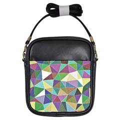 Colorful Triangles, Pencil Drawing Art Girls Sling Bags