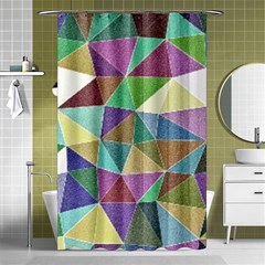 Colorful Triangles, Pencil Drawing Art Shower Curtain 48  X 72  (small)  by picsaspassion