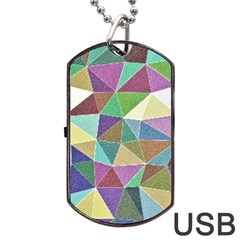 Colorful Triangles, Pencil Drawing Art Dog Tag Usb Flash (two Sides)  by picsaspassion