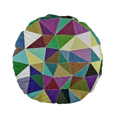 Colorful Triangles, Pencil Drawing Art Standard 15  Premium Round Cushions