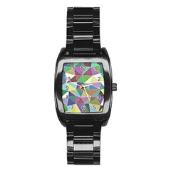 Colorful Triangles, Pencil Drawing Art Stainless Steel Barrel Watch