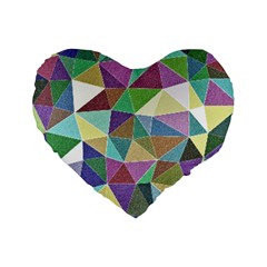 Colorful Triangles, Pencil Drawing Art Standard 16  Premium Flano Heart Shape Cushions