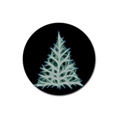 Christmas Fir, Green And Black Color Rubber Coaster (round)  by picsaspassion