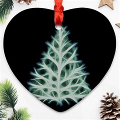 Christmas Fir, Green And Black Color Heart Ornament (2 Sides) by picsaspassion