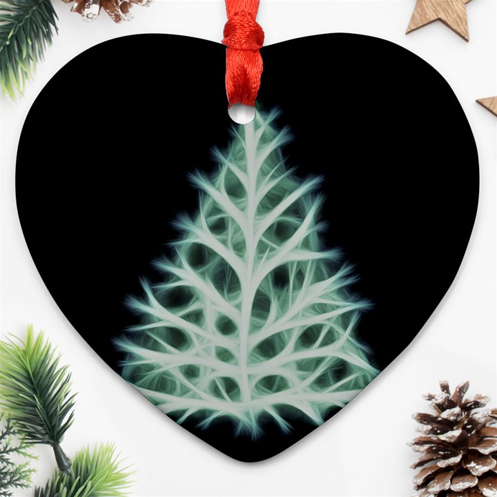 Christmas fir, green and black color Heart Ornament (2 Sides)