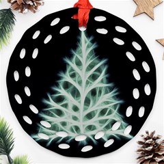 Christmas Fir, Green And Black Color Ornament (round Filigree) 