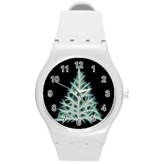 Christmas Fir, Green And Black Color Round Plastic Sport Watch (m) by picsaspassion