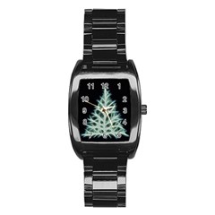 Christmas Fir, Green And Black Color Stainless Steel Barrel Watch by picsaspassion