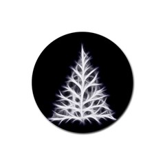 Christmas Fir, Black And White Rubber Coaster (round)  by picsaspassion