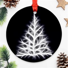 Christmas Fir, Black And White Round Ornament (two Sides)  by picsaspassion