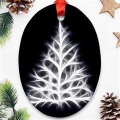 Christmas Fir, Black And White Oval Ornament (two Sides)