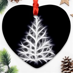 Christmas Fir, Black And White Heart Ornament (2 Sides)