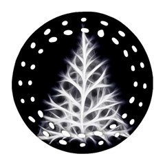 Christmas Fir, Black And White Ornament (round Filigree) 