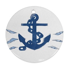 Blue Anchor,  Aquarel Painting Art Ornament (round)  by picsaspassion