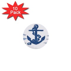 Blue Anchor,  Aquarel Painting Art 1  Mini Buttons (10 Pack) 