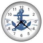 Blue Anchor,  Aquarel painting art Wall Clocks (Silver)  Front