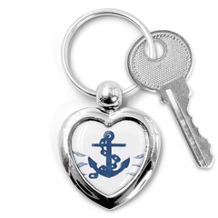 Blue Anchor,  Aquarel Painting Art Key Chains (heart) 