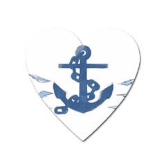 Blue Anchor,  Aquarel Painting Art Heart Magnet