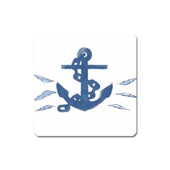 Blue Anchor,  Aquarel Painting Art Square Magnet