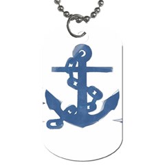 Blue Anchor,  Aquarel Painting Art Dog Tag (two Sides)