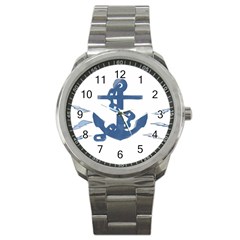 Blue Anchor,  Aquarel Painting Art Sport Metal Watch