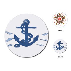 Blue Anchor,  Aquarel Painting Art Playing Cards (round) 