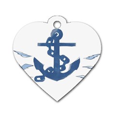 Blue Anchor,  Aquarel Painting Art Dog Tag Heart (two Sides)