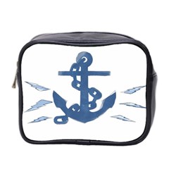 Blue Anchor,  Aquarel Painting Art Mini Toiletries Bag 2-side