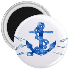 Anchor Aquarel Painting Art, Soft Blue 3  Magnets