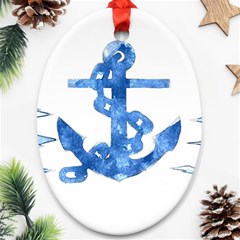 Anchor Aquarel Painting Art, Soft Blue Ornament (oval) 