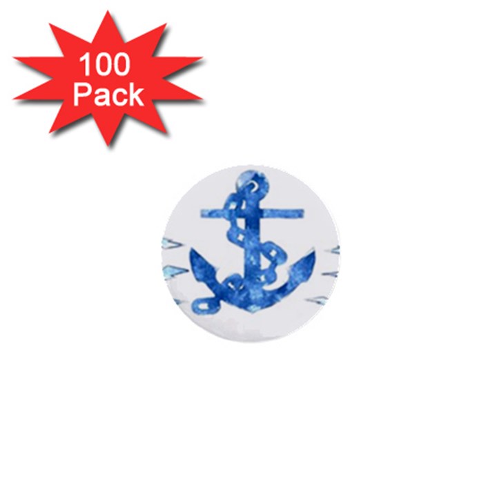 Anchor Aquarel painting art, soft blue 1  Mini Buttons (100 pack) 