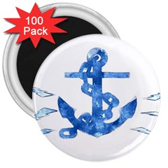 Anchor Aquarel Painting Art, Soft Blue 3  Magnets (100 Pack)