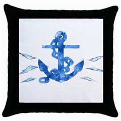 Anchor Aquarel Painting Art, Soft Blue Throw Pillow Case (black) by picsaspassion