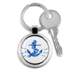 Anchor Aquarel Painting Art, Soft Blue Key Chains (round) 